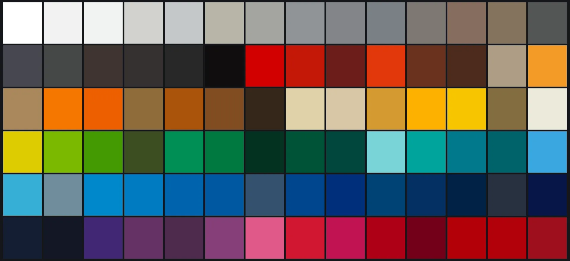 Gli 84 colori della pellicola 3M Scotchcal 7125 in mosaico