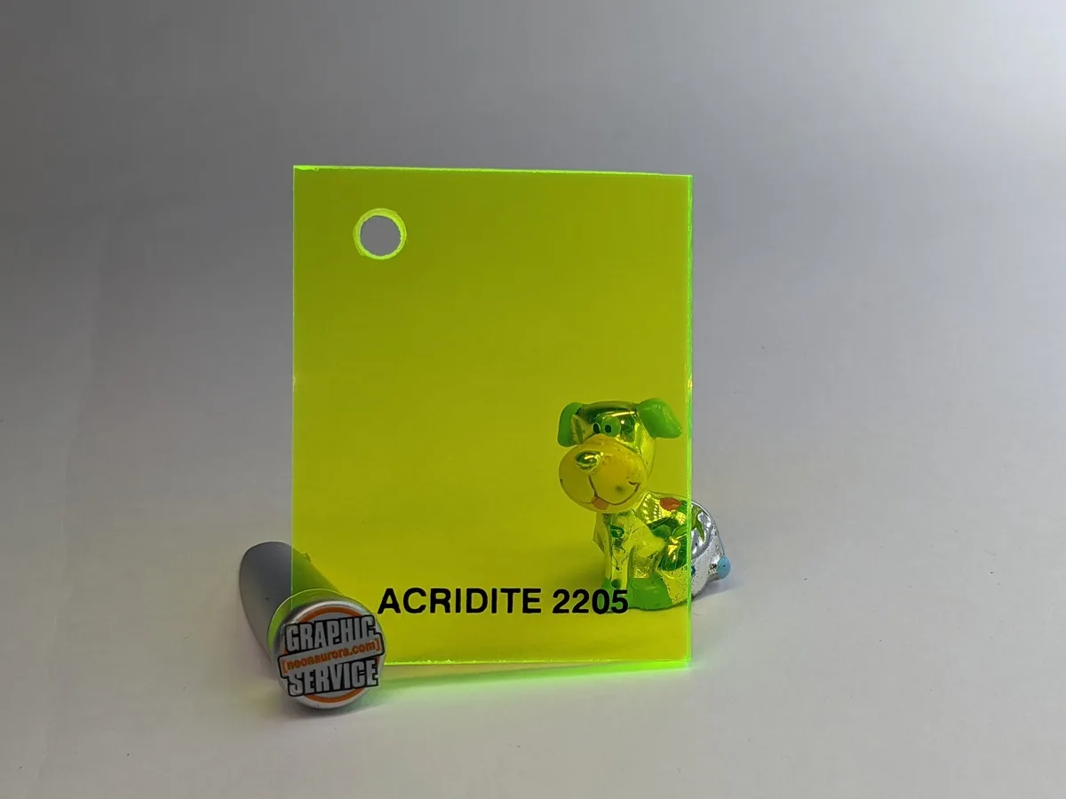 Lastra in PMMA colato Acridite 2205, giallo verde fluorescente