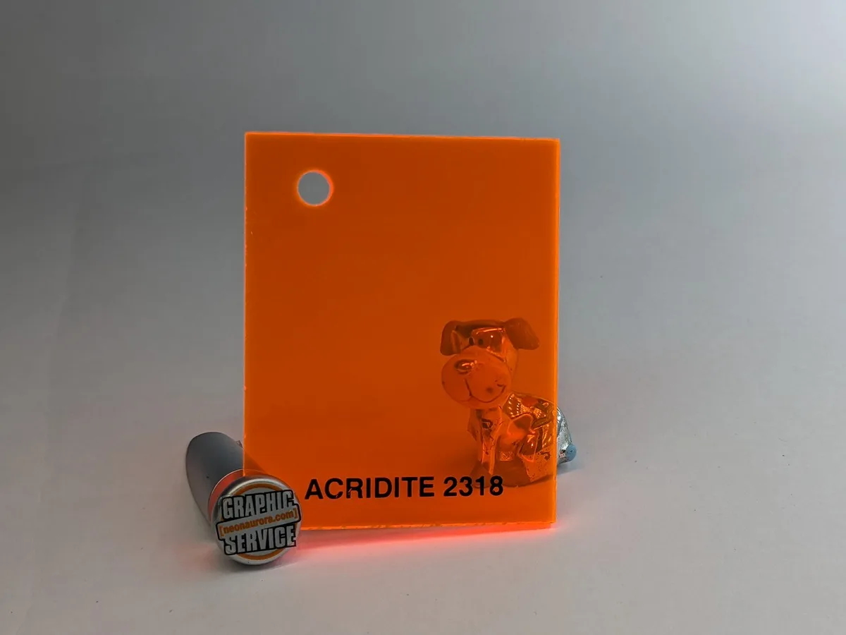 Lastra in PMMA colato Acridite 2318, arancione fluorescente