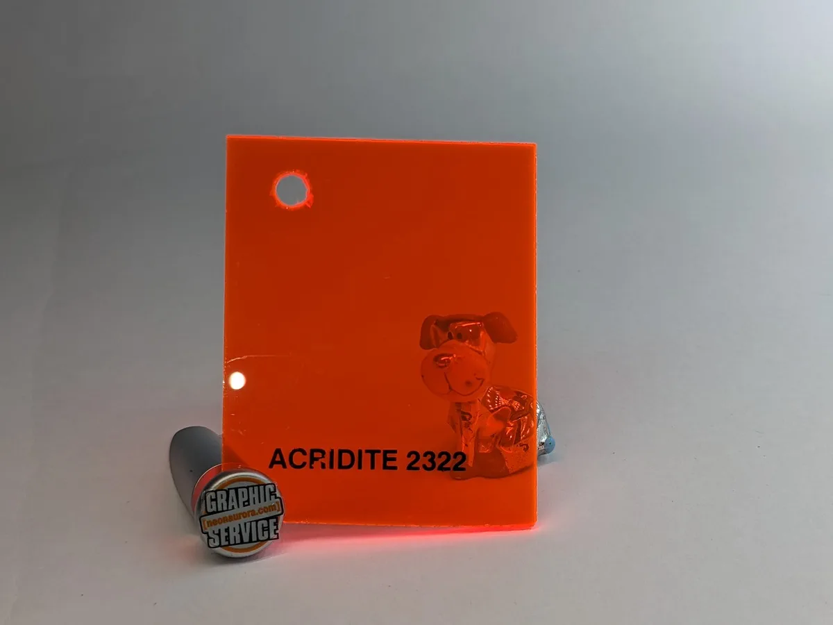 Lastra in PMMA colato Acridite 2322, rosso arancio fluorescente