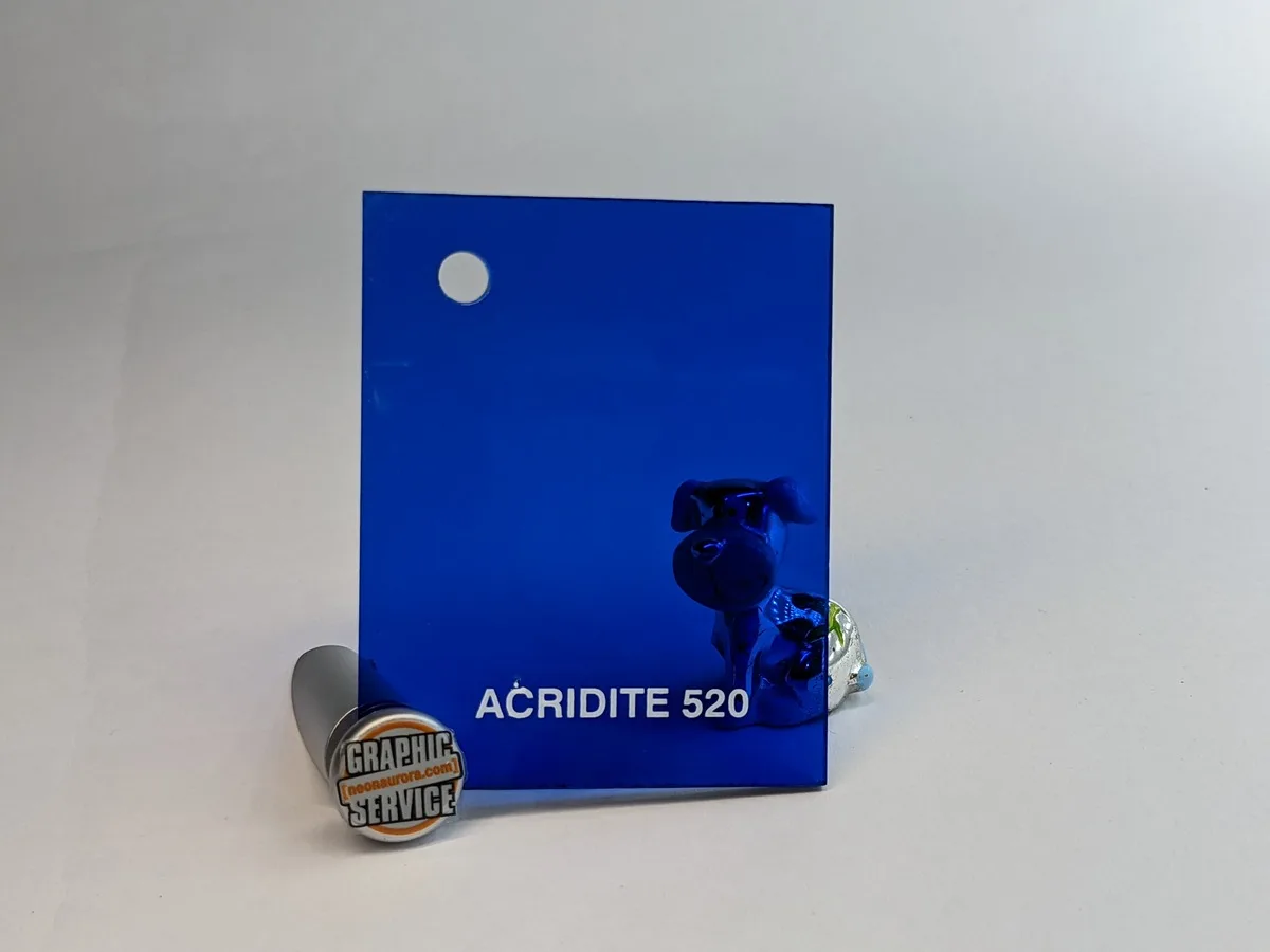 Lastra in PMMA colato Acridite 520, blu trasparente intenso