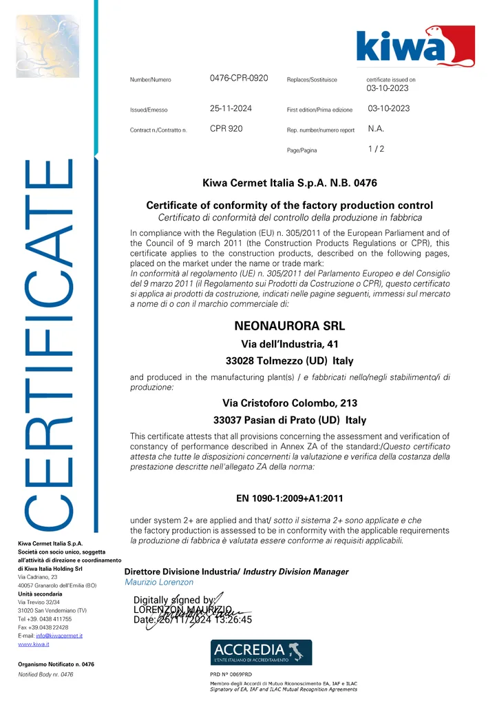 Certificato en1090 graphic service