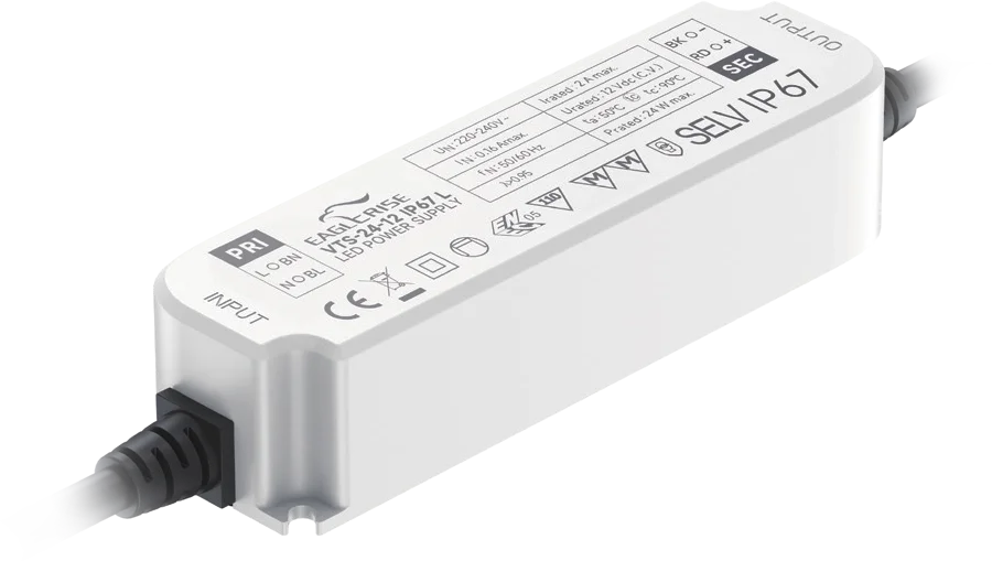 Alimentatore per LED Eaglerise della serie VTS, IP67 (nella foto il modello VTS-24-12), foto del produttore