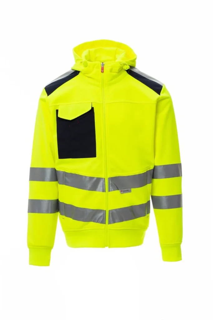 Felpa LEADER, colore Giallo Fluo/Blu Navy