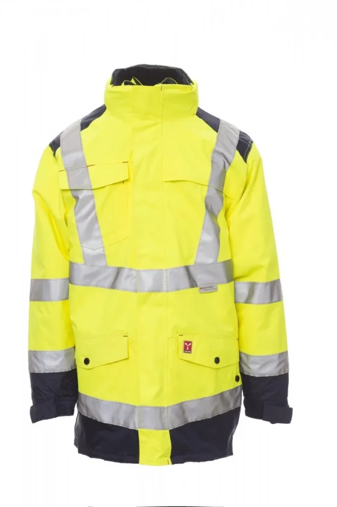 Giacca HISAFE, colore Giallo Fluo/Blu Navy