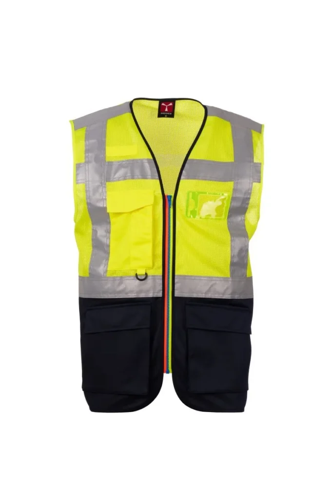 Gilet EXTROVERT MESH, colore Giallo Fluo/Blu Navy