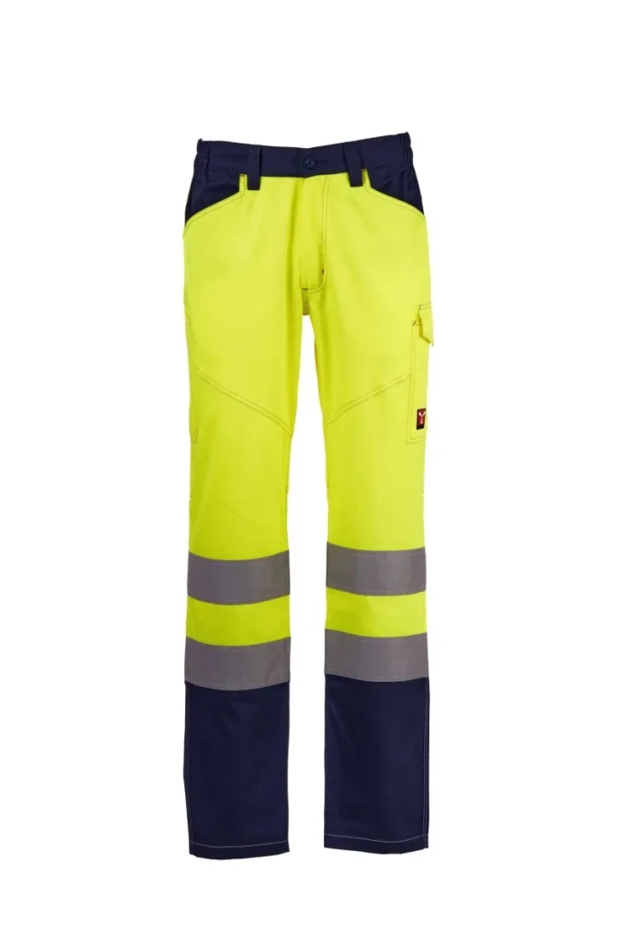 Pantalone da lavoro CHARTER SUMMER, colore Giallo Fluo/Blu Navy