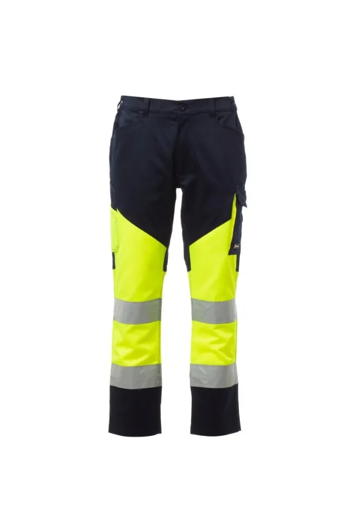 Pantalone da lavoro WORKING, colore Giallo Fluo/Blu Navy