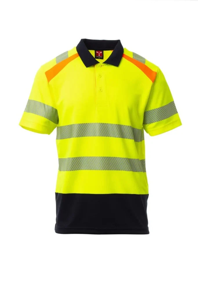 Polo LANE, colore Giallo Fluo/Blu Navy