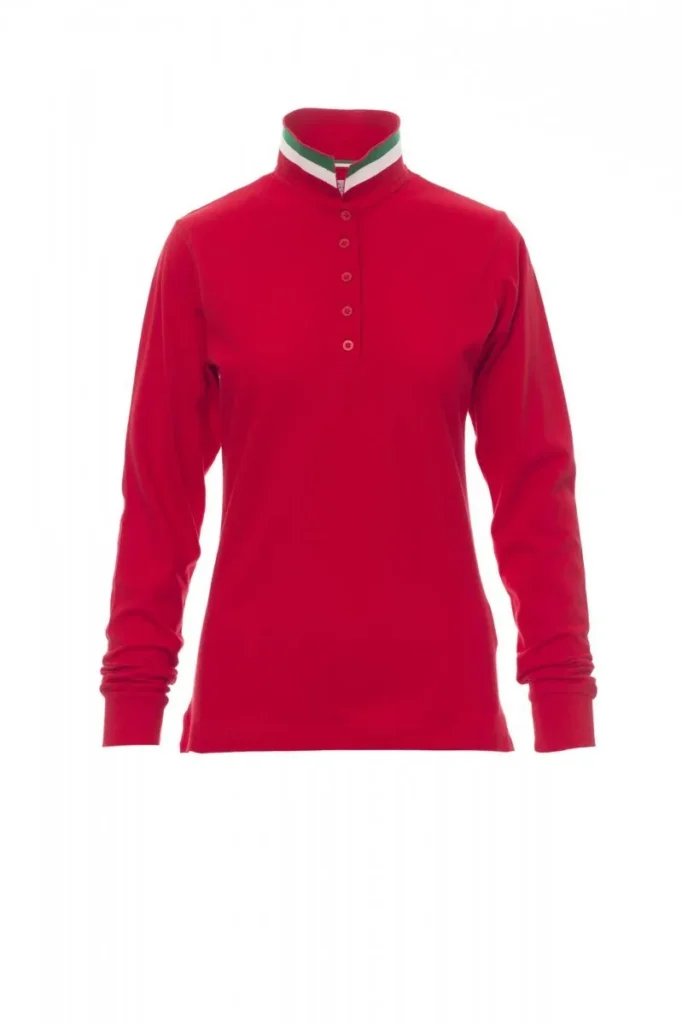 Polo LONG NATION LADY, colore Rosso/Italia