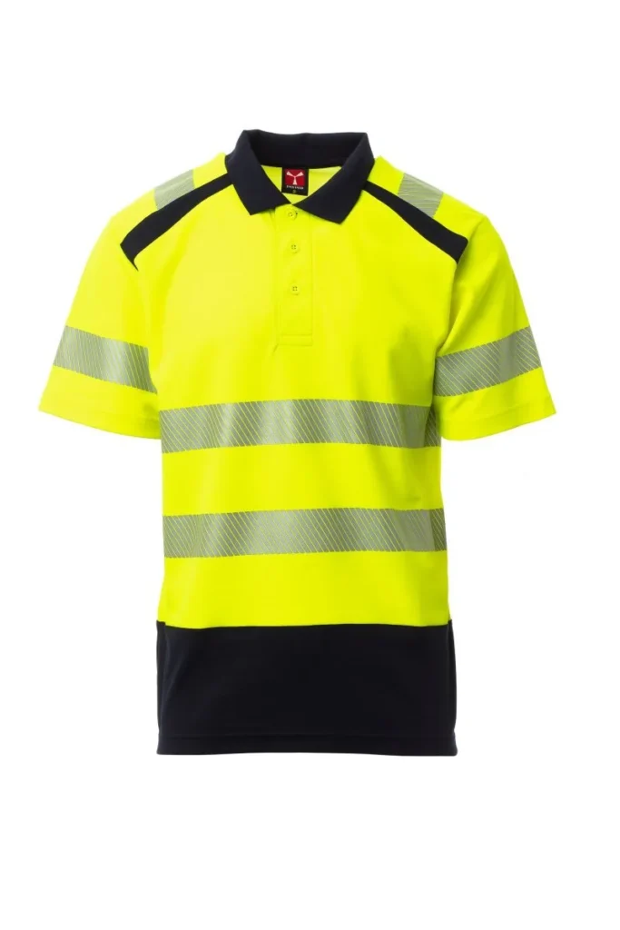 Polo ROAD, colore Giallo Fluo/Blu Navy