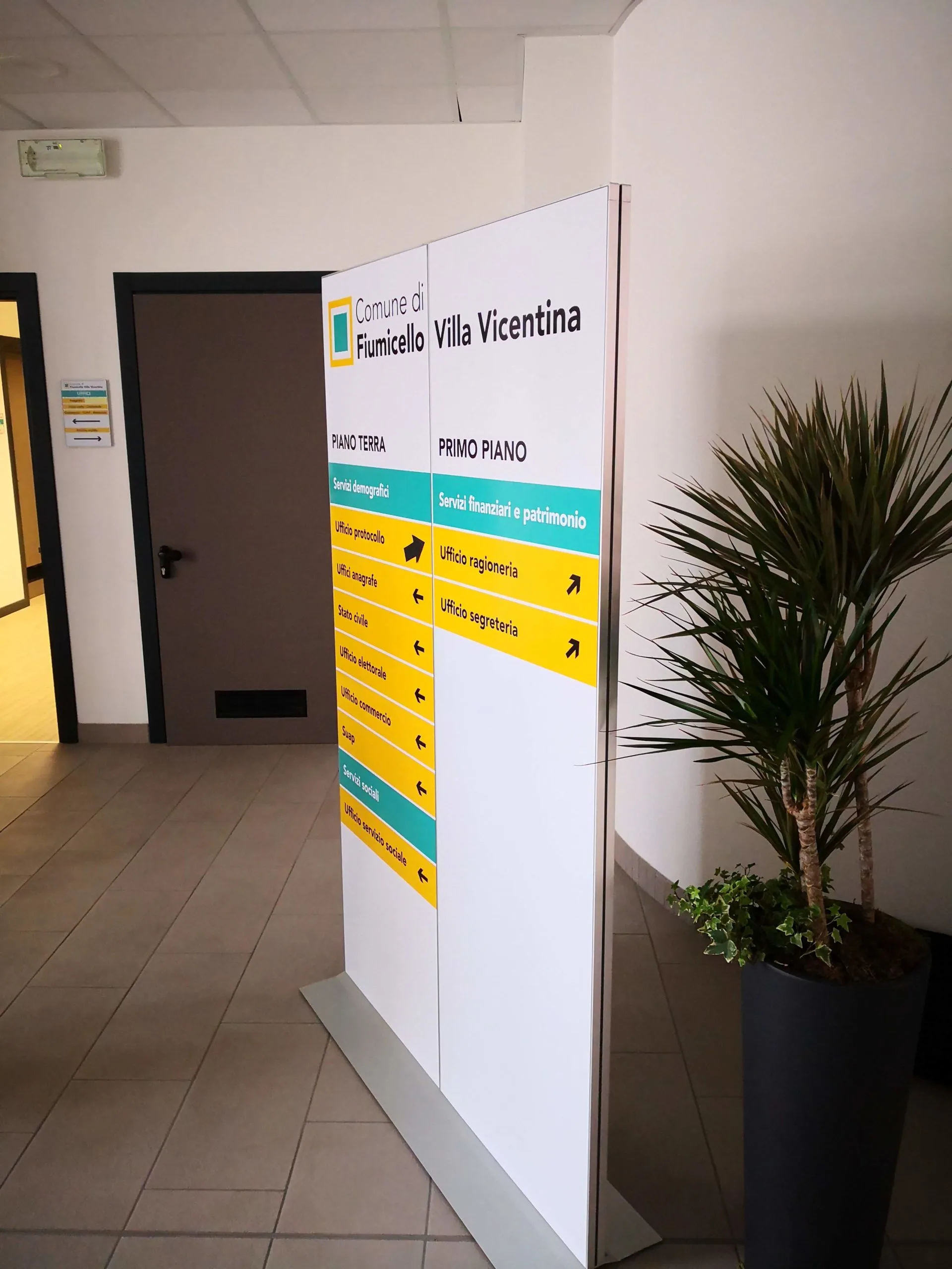 Progetto di wayfinding per il municipio di Fiumicello Villa Vicentina