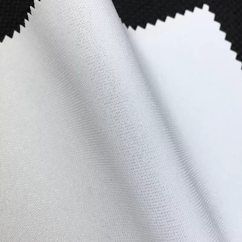 Tessuto bianco LUXtex Display Premium 220 da vicino, con la trama a maglia fitta, foto Filmolux